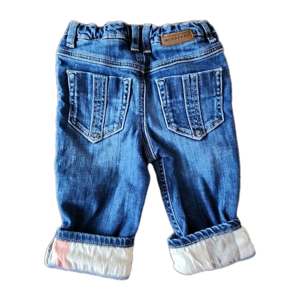 Burberry Baby Boy Jeans Size 12M Novacheck Cuff Straight Leg zip Elastic waist - Picture 2 of 7